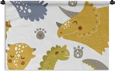 Produktbild von MuchoWow® Wandteppich Wandbehang Dinosaurier - Schnittmuster - Jungen - Dino - Kinder 60x40 cm Tapisserie Dekoration Wandtuch - Wanddekorationen