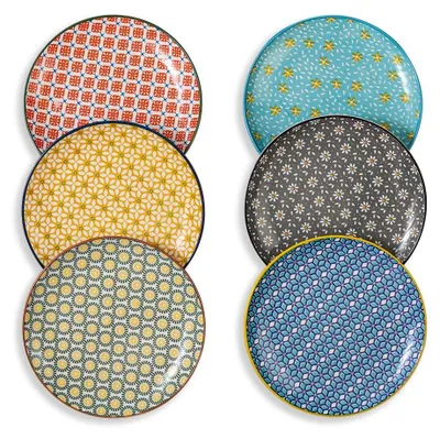 Imagen del producto de Omgoods - Juego de 6 platos de postre de cerámica de colores, 20 cm