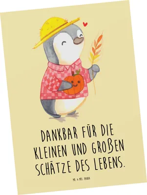 Produktbild von Mr. & Mrs. Panda bildkarte Erntedankfest Schätze - Gelb Pastell - Geschenk, Dankbarkeit, Postkarten, Geschenke, Kunstkarten, Dankesfeier, Grußkarte, Postkarte, des Lebens