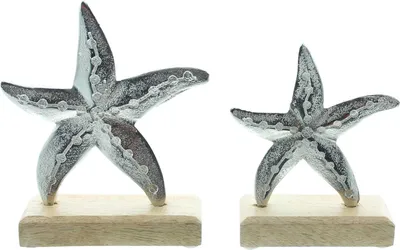 Produktbild von 2x Dekofigur Seestern Aluminium Antik Design – Tischdeko maritim