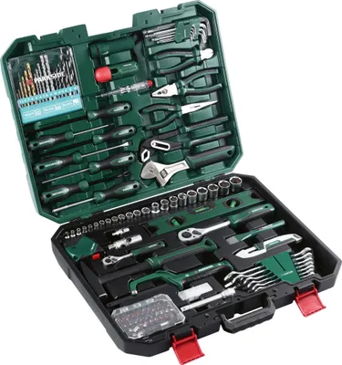 Produktbild von Parkside Werkzeugkoffer 123-tlg. Werkzeugset Ratschen Steckschlüssel Bits Bohrer