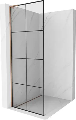 Produktbild von Mexen Kioto L Duschwand Walk-in 90 x 200 cm, schwarzes Muster, roségold - 800-090-103-60-77