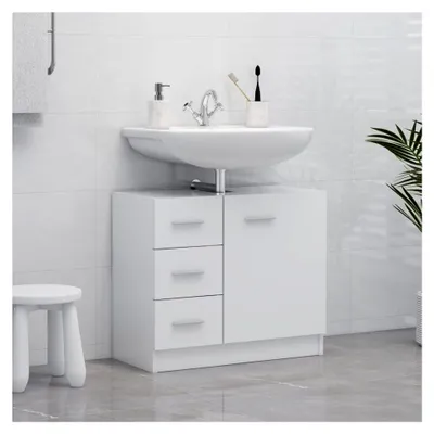 Produktbild von Waschbeckenunterschrank Badmöbel Badezimmerschrank Weiß 63x30x54 cm