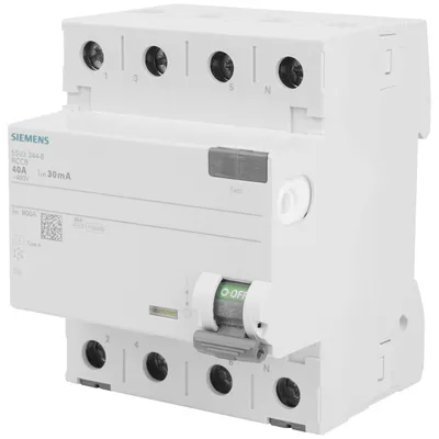 Produktbild von Siemens FI TYP A 40/4 30MA 4TE, Fehlerstromschutzschalter, Typ A, 10 A, IP20, 400 V
