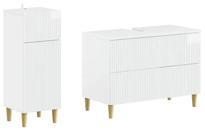 Immagine prodotto di vidaXL Set di due mobili da bagno ARNHEM, finitura lucida bianca