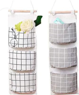 Produktbild von Organizer Hängender, Hängende Tasche Wand 2 Stück Tür Organizer kinderzimmer aufbewahrung, Wasserdicht Hängeaufbewahrung Bad mit 3 Taschen für Kinderzimmer, Badezimmer, Schlafzimmer