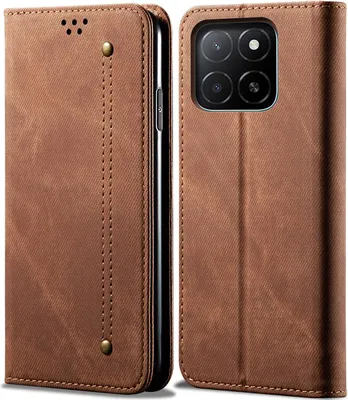 Image de Etui pour Honor X5B/Honor X5B Plus, étui portefeuille en cuir avec fermeture magnétique et support Marron