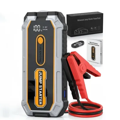 Produktbild von Starthilfe Powerbank Auto 1200A 12800mAh 12V Multifunktionales Starthilfegerät Tragbare Jump Starter für PKW SUV Motorräder, -20°C bis 80°C
