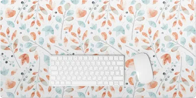 Produktbild von Aquarellblätter – Schreibtischunterlage – Rutschfeste Tischunterlage – Schreibtischmatte für Büro & Zuhause – Schreibunterlage – Mauspad – Tischmatte – 90 x 45 cm