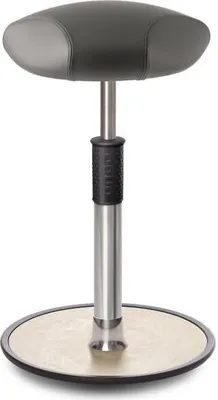 Produktbild von Sitz- Stehhocker Free Tall Triangel Boxmark Leder Grau Chrom /cremeweiß.