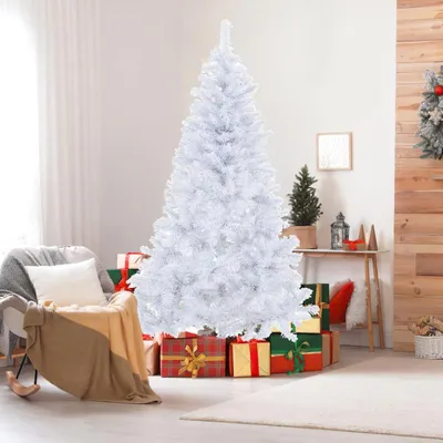 Produktbild von Bettizia 210cm Künstlicher Weihnachtsbaum, Tannenbaum mit Metallständer, Christbaum 900 Spitzen PVC Nadeln, Kunstbaum Weihnachten Klappsystem weiß