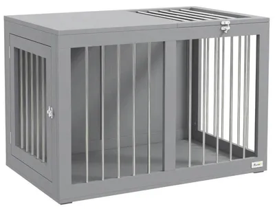 Obrázek produktu pro Transportní box pro střední psy - klec pro psy | Barva: Šedá | Rozměry: 50 x 80 x 56,5 cm