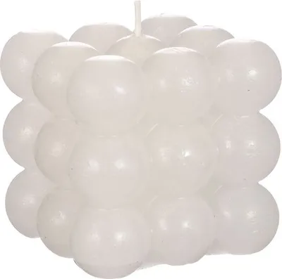 Produktbild von Bubble Kerze 8x8x8 cm, geruchlos, in vielen Farben wählbar | Wachs Kerze, Farbe:Weiß