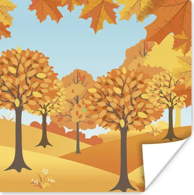 Produktbild von MuchoWow® Poster Eine Illustration von Herbstbäumen 75x75 cm - Wand Dekoration