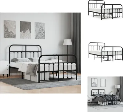 Produktbild von vidaXL Bettgestell mit Kopf- und Fußteil Metall Schwarz 120x200 cm -  Betten & Bettgestelle