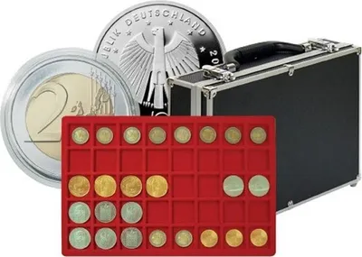 Produktbild von Lindner 2338-320 Großer Münzen-Sammelkoffer mit 8 Münztableaus für 320 Münzen oder Münzkapseln bis 34 mm Ø
