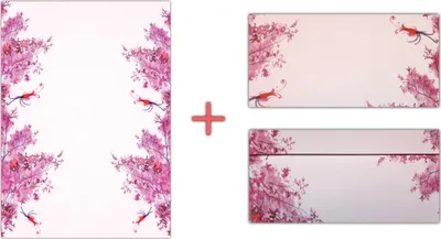 Produktbild von Motivpapier Briefpapier + Umschläge (rosa Ranken-5188, DIN lang, 25 Stück) wunderschöne rosarote Blüten
