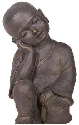 Image de Statue Bouddha Mey grise 41,5 cm - résine - extérieur