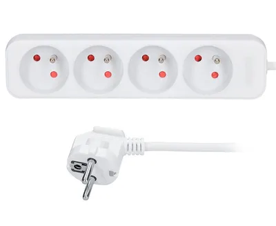 Obrázok produktu pre Solight Biely predlžovací kábel, 4 zásuvky, 1.5m PP20