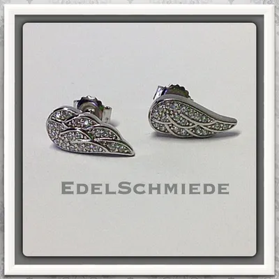 Produktbild von Edelschmiede925 Ohrstecker 925 Engelsflügel mit Zirkonia rhod.