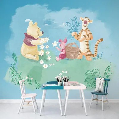 Produktbild von Komar Vlies Fototapete "Winnie Pooh Picnic" - Größe: 300 x 280 cm (Breite x Höhe), 6 Bahnen