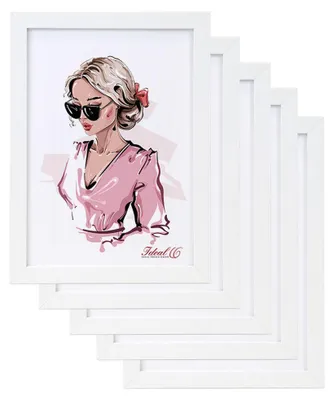 Produktbild von 3er 5er Pack Hekla Set Holzrahmen Foto Bilderrahmen Wanddeko Collage Poster Rahmen - Farbe: 5er Pack Weiß | Format: 21x29.7 A4