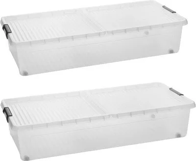 Produktbild von Famanu Aufbewahrungsboxen Set - 2 transparente Boxen mit Rollen und Deckel