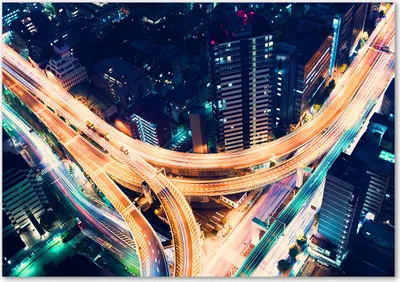 Produktbild von Tulup® Leinwandbild - 100x70 cm - Wandkunst - Drucke auf Leinwand - Leinwanddruck  - Sehenswürdigkeiten & Architektur - Orange - Autobahn in Tokio