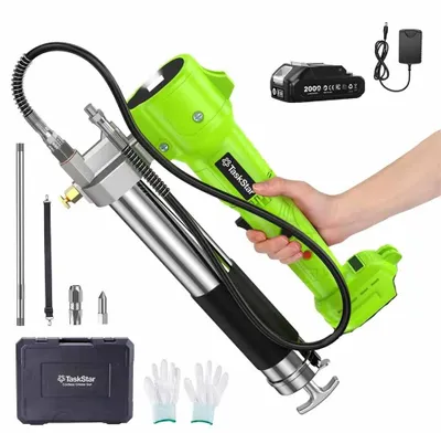 Immagine prodotto di Pistola per grasso elettrica, potenza 10.000 PSI, motore brushless, con 2 batterie da 1,0 Ah
