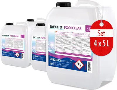 Produktbild von 4x5 L BAYZID® Poolclear Trübungsbeseitigung für Pool-Filter mit Kartuschen & Filterballs