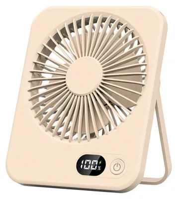 Zdjęcie produktu dla Przenośny wentylator Zimilo, ręczny wentylator 3 w 1, regulacja w zakresie 180°, 5 prędkości, ładowanie przez USB, długi czas pracy na baterii, kolor beżowy