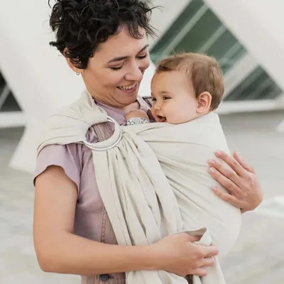 Obrázek produktu pro BOBA Ring Sling Dětský nosič/šátek z lnu, béžová