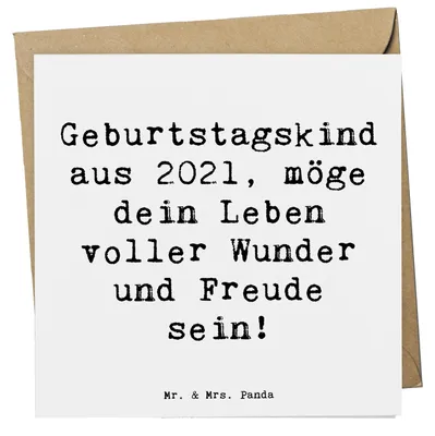 Produktbild von Mr. & Mrs. Panda Deluxe Karte Spruch 2021 Geburtstag - Weiß - Geschenk, faltkarte, Freunde, Klappkarte, Happy Birthday, Familie, Glückwunsch, Glückwunschkarte, Wunder