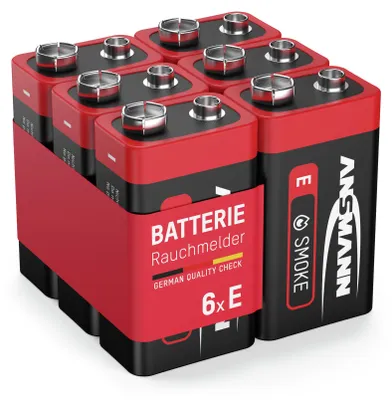 Produktbild von 6 ANSMANN Alkaline longlife Rauchmelder 9V Block Batterien -