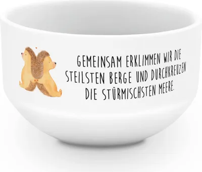 Produktbild von Mr. & Mrs. Panda Schüssel Igel händchenhaltend - Weiß - Geschenk, Liebesbotschaft, schale, reisschale, Hochzeit, Ehefrau, Lieblingsmensch, frühstücksbowl, Müslischale