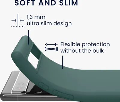 Produktbild von kwmobile Hülle kompatibel mit Google Pixel 6a Hülle - weiches TPU Silikon Case - Cover geeignet für kabelloses Laden - Blaugrün