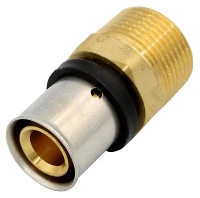 Produktbild von Pipetec Pressfitting Übergang 20x2 mm 3/4 Zoll Aussengewinde TH Kontur Verbundrohr, DVGW, TH-Profil