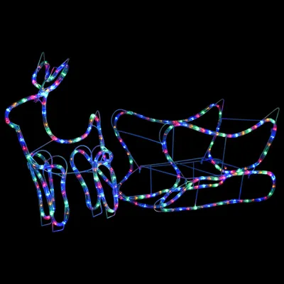 Produktbild von vidaXL Weihnachtsdekoration Rentiere und Schlitten Outdoor 252 LEDs