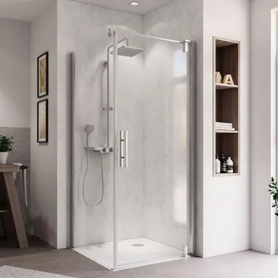 Produktbild von BREUER Seitenwand für Drehtür EUROPA Design Express Q72 90 x 196,8 cm Anschlag links Klarglas Profilfarbe chrom