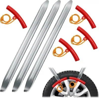 Produktbild von Reifenmontagehilfe 30 cm, Set von 3, mit 4 Felgenschützern, für Reifenwechsel
