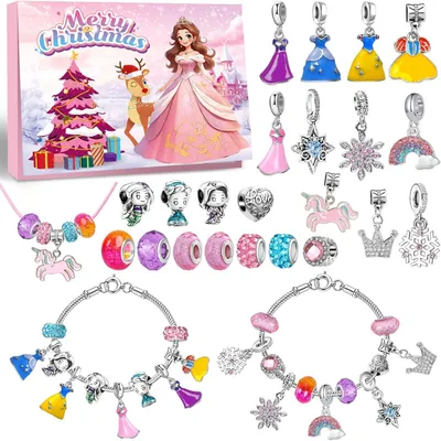 Productafbeelding van Prinses adventskalender armband 2025 - Eenhoorn doe-het-zelf bedels kerst verrassing geschenken