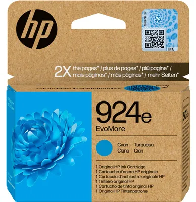 Obrázok produktu pre HP Azúrová originálna atramentová kazeta 924e EvoMore, Vysoký (XL) výnos, Azúrová, 1 kusov, 800 strany, Balenie po jednom kuse