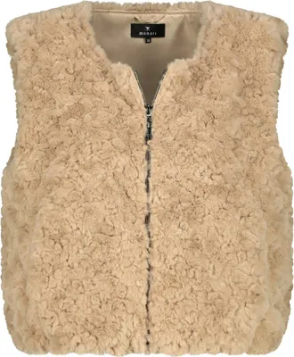 Produktbild von monari Damen Fellweste Regular Fit mit Rundhalsausschnitt, Reißverschluss und Eingrifftaschen, Zimt, Größe 44