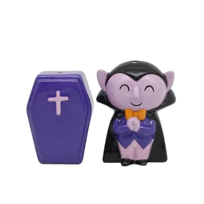 Image de Ensemble de salière et de poivrière en céramique, motifs Dracula et Sarg