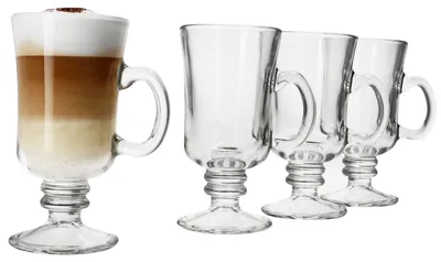 Obrázek produktu pro 4x irské sklenice na kávu s uchem 180ml sklenice na čaj sklenice na kávu svařené víno kakao