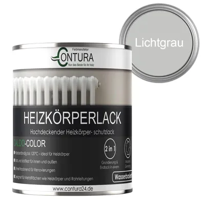 Produktbild von Contura 750ml Heizkörperlack Seidenmatt Heizungslack Heizkörperfarbe Heizung Farbe Radiator Metalllack - Lichtgrau RAL 7035