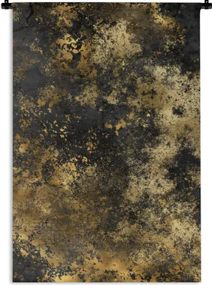 Produktbild von MuchoWow® Wandteppich Wandbehang Gold - Schwarz - Abstrakt 60x90 cm Tapisserie Dekoration Wandtuch - Foto-Teppich - Abwaschbar