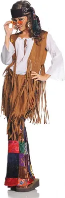 Produktbild von Mehrteiliges Hippie Woodstock Damenkostüm für Fasching Größe: M