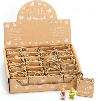 Produktbild von 24 x kleine Schutzengel in Tüte I Gastgeschenk I Glücksbringer I Geschenke für Gäste (Violett / Grün)