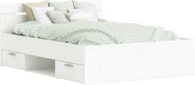 Image de Lit avec rangement GASPARD - 140x190cm - Blanc